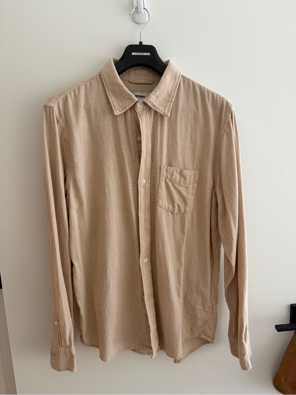 Buck Mason Beige Plaid Long-Sleeve Button-Down Shirt Size Large